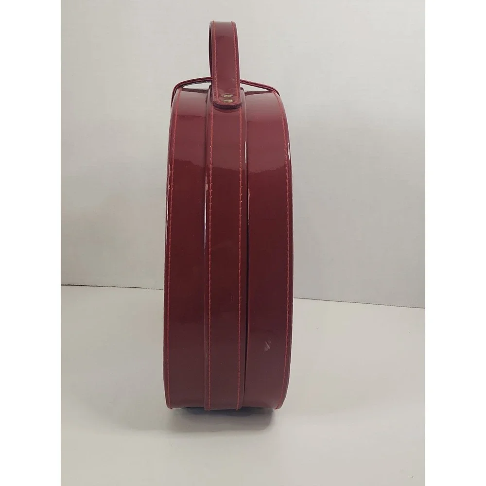 Vtg 90s Red Faux Crocodile Train Case Dome Vanity Cosmetics Travel Box W/Key